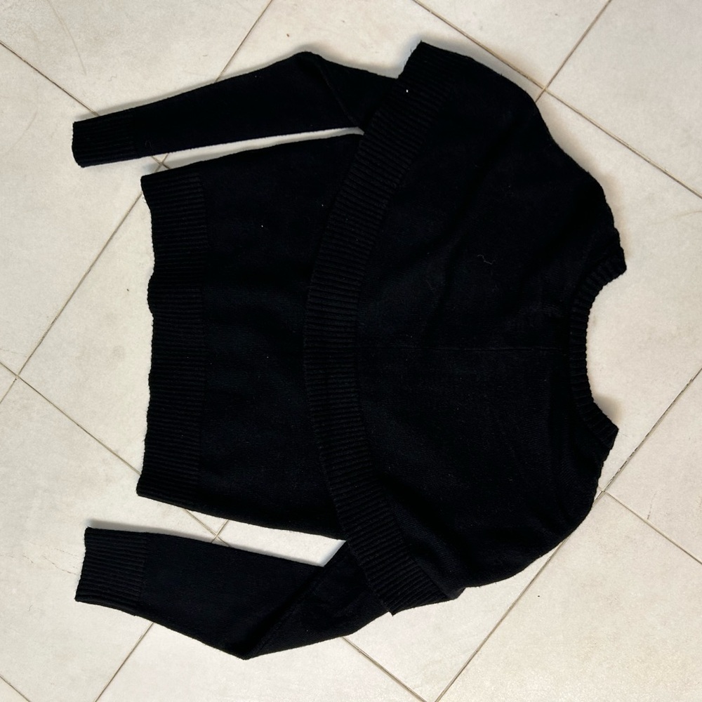 Steve Madden Black Knit Cape Style Cardigan Sweater Minimalist Lagenlook Small - Picture 4 of 15